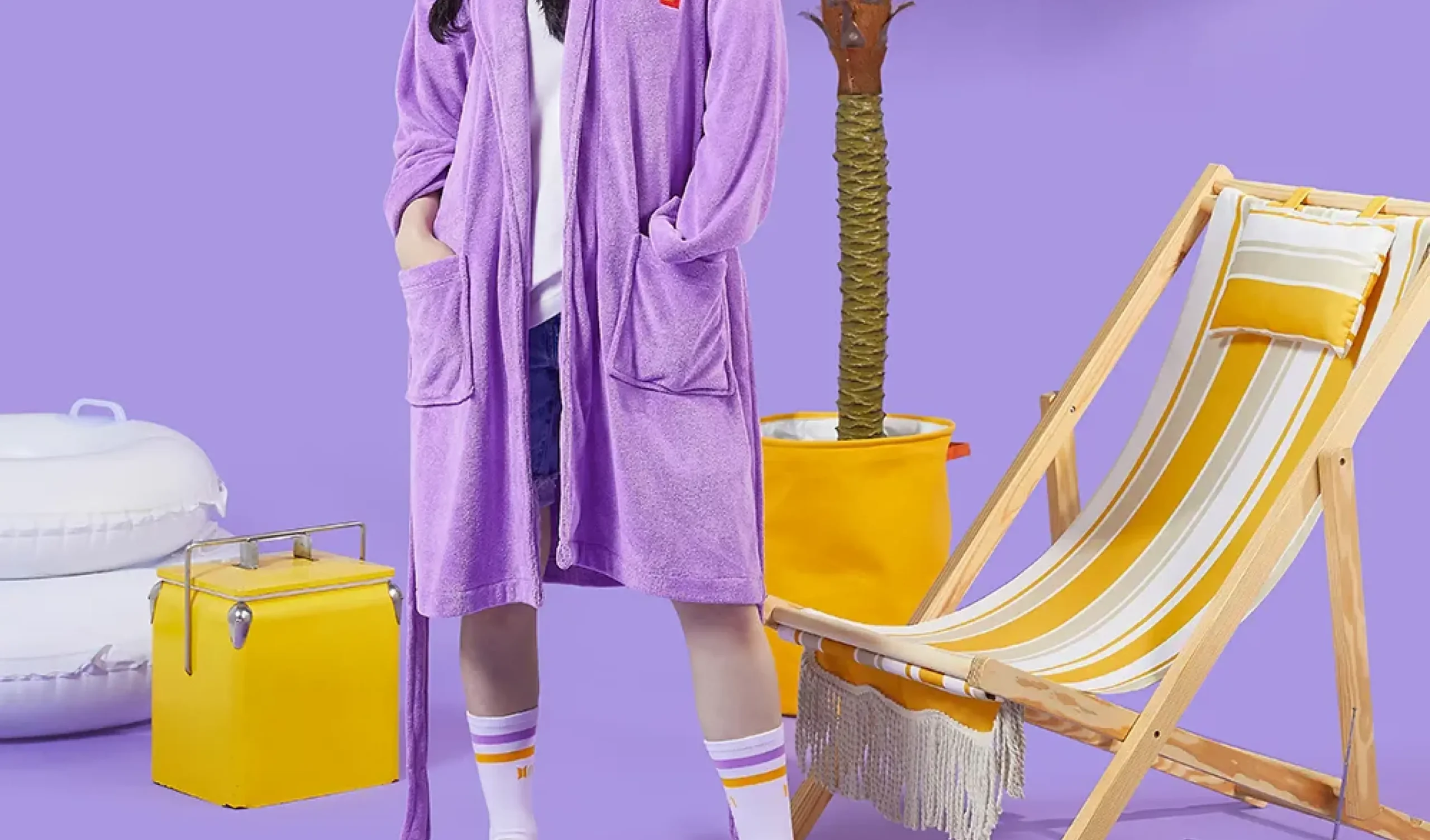 Girl wearing McDonald's purple robe